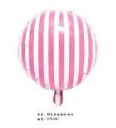 18'' Pembe Çizgili Yuvarlak Folyo Balon 7548