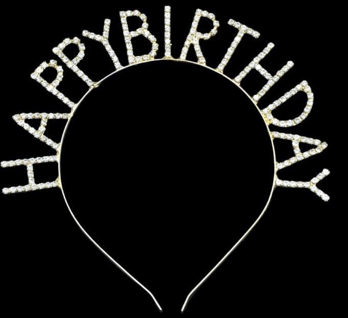 New Taşlı Happy Birthday Taç Gold