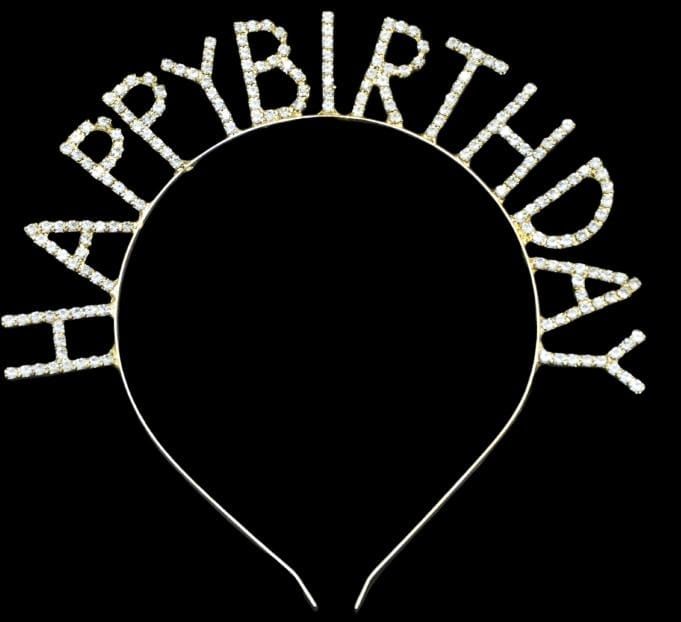 New Taşlı Happy Birthday Taç Gold