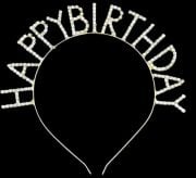 New Taşlı Happy Birthday Taç Gold