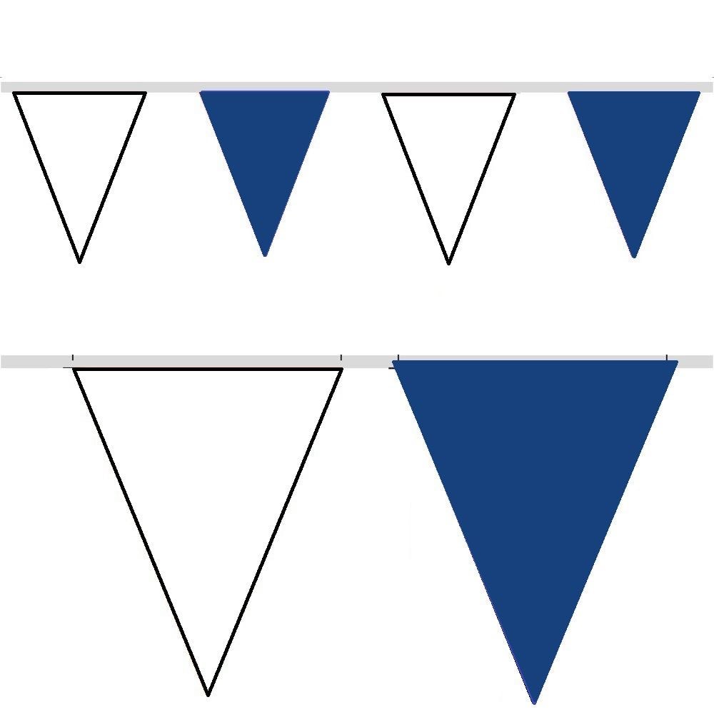 Koyu Mavi Beyaz Üçgen 25 Metre Branda Flama