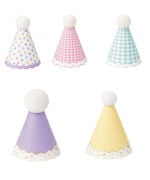 Kağıt Şapka Mini Makaron Renkli 5 Lİ