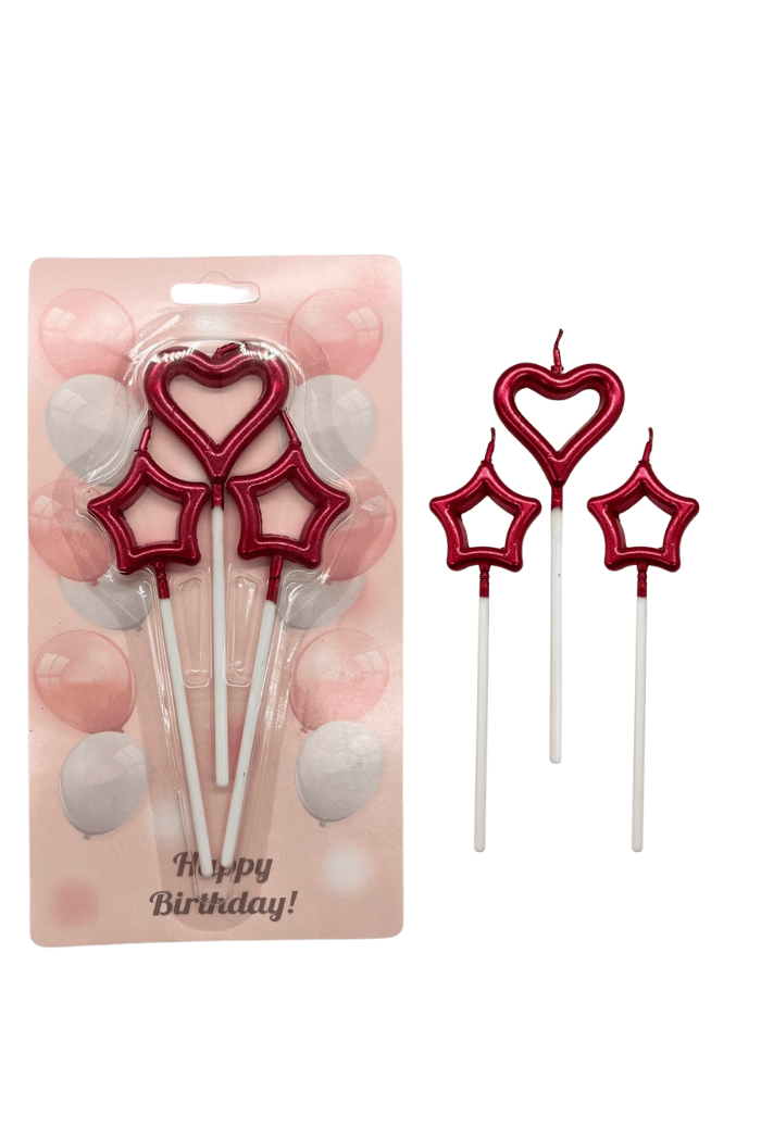 Kalpli Yıldızlı Mum Kırmızı 3 Lü Set