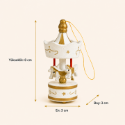 6’lı Ahşap Atlı Karınca Yılbaşı Süsü – Beyaz Gold 8 cm