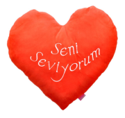 Peluş Kalp Yastık 45*45 Cm Kırmızı 1154