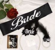 BRİDE İNCİLİ 4'LÜ SET SİYAH GÜMÜŞ