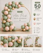Ada Pink Balon KİT 50 Adet