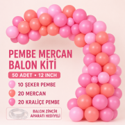 Pembe Mercan Balon Kiti 50 Adet 12 Inch