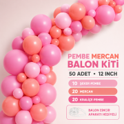 Pembe Mercan Balon Kiti 50 Adet 12 Inch
