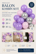 Lavanta Işıltısı Balon Kiti 50 Adet 12 Inch