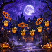 Halloween Garland Uzar Süs Balkabağı Figürlü 3mt