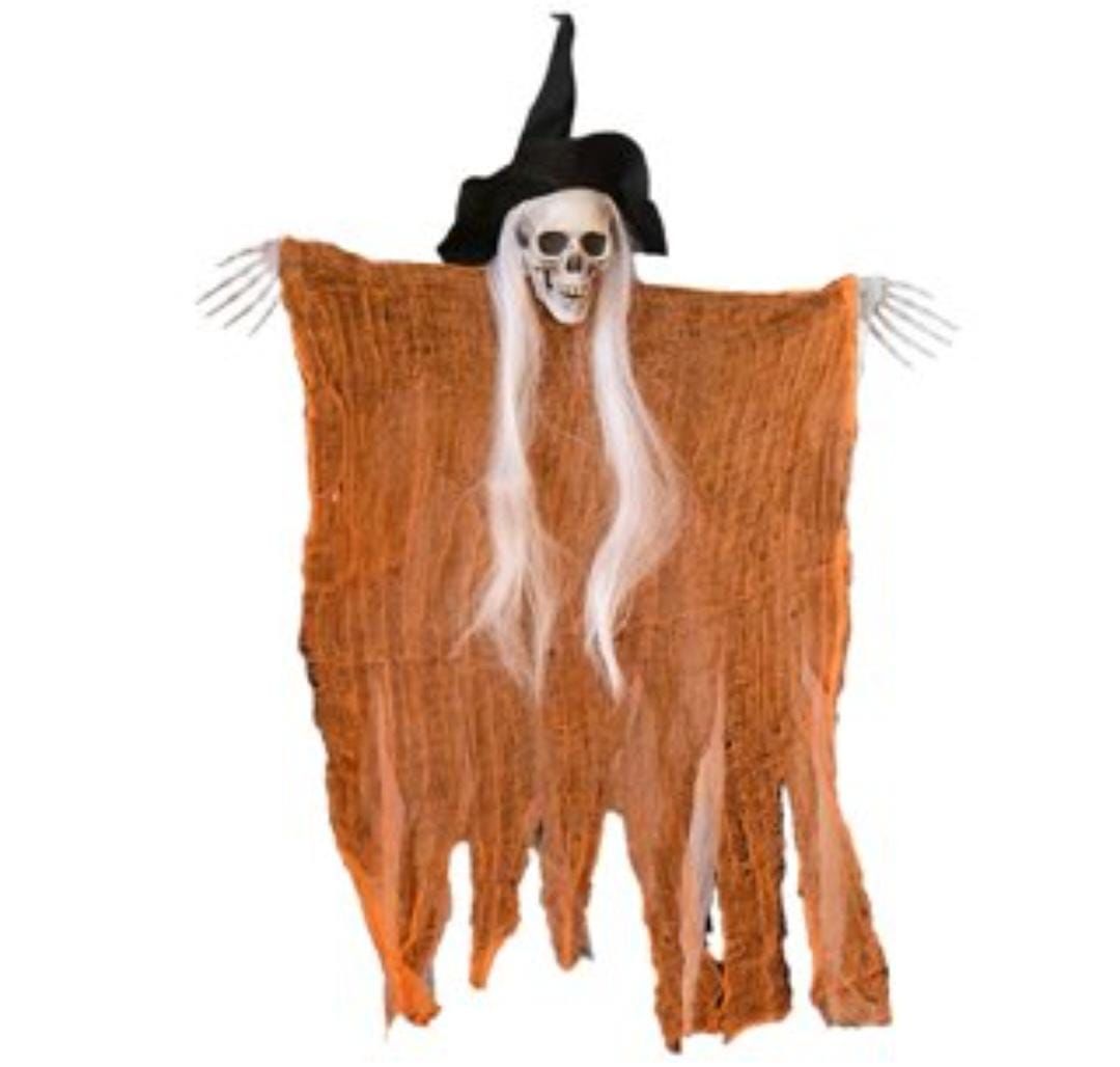 Halloween İskelet Korkuluk Şapkalı Saçlı 100 Cm
