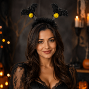 Halloween Taç Yarasa Tüylü Siyah