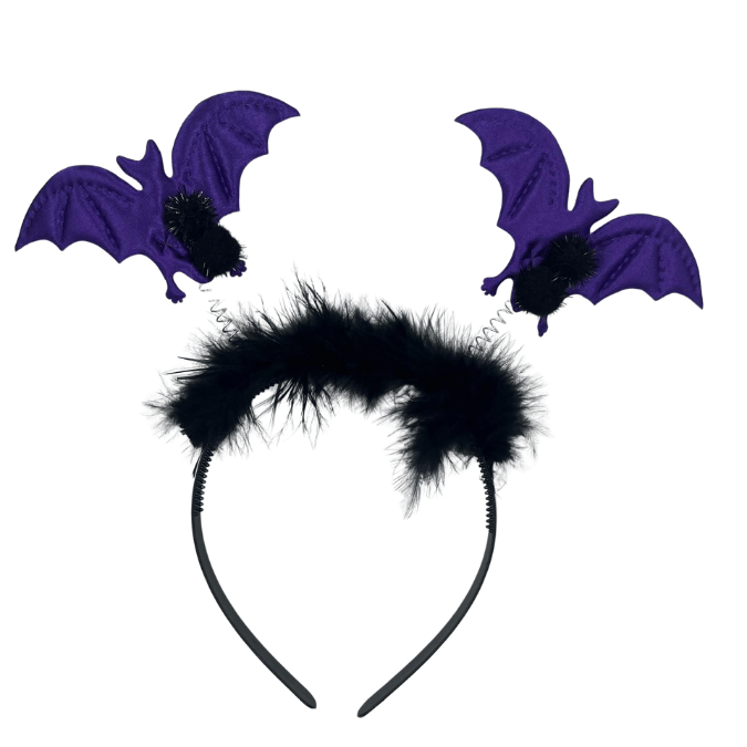 Halloween Mor Yarasa Figürlü Tüylü Taç