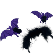 Halloween Mor Yarasa Figürlü Tüylü Taç