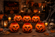 Halloween Bal Kabağı Mumluk 6 Cm 6lı Turuncu