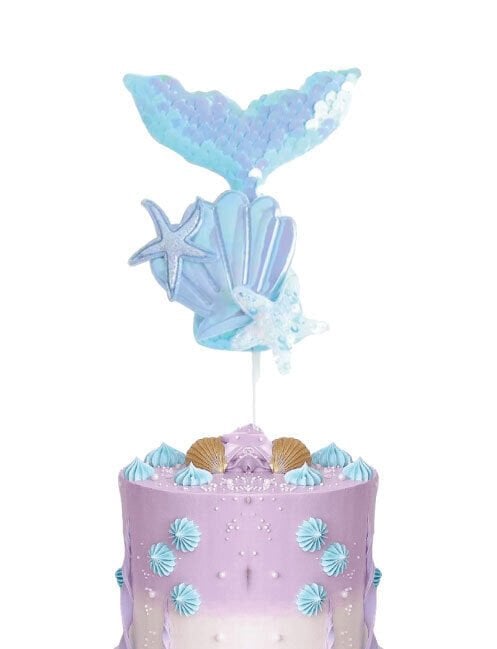 Pasta Üstü Çubuklu Deniz Kızı Model Pullu Mavi