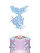 Pasta Üstü Çubuklu Deniz Kızı Model Pullu Mavi