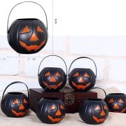 Halloween Bal Kabağı Mumluk Tekli 10 Cm Siyah 1 adet
