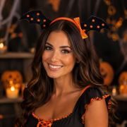 Halloween Taç Yarasa Turuncu Puantiyeli