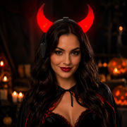 Halloween Şeytan Tacı Işıklı Büyük Boynuzlu Kırmızı
