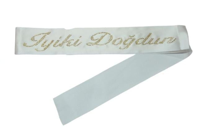 İyi Ki Doğdun Taşlı Beyaz  Gold Kuşak