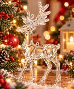 Yılbaşı Ağaç Süsü Geyik Şeffaf Plastik 15 Cm 4700
