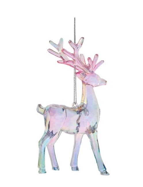 Yılbaşı Ağaç Süsü Geyik Şeffaf Plastik 15 Cm