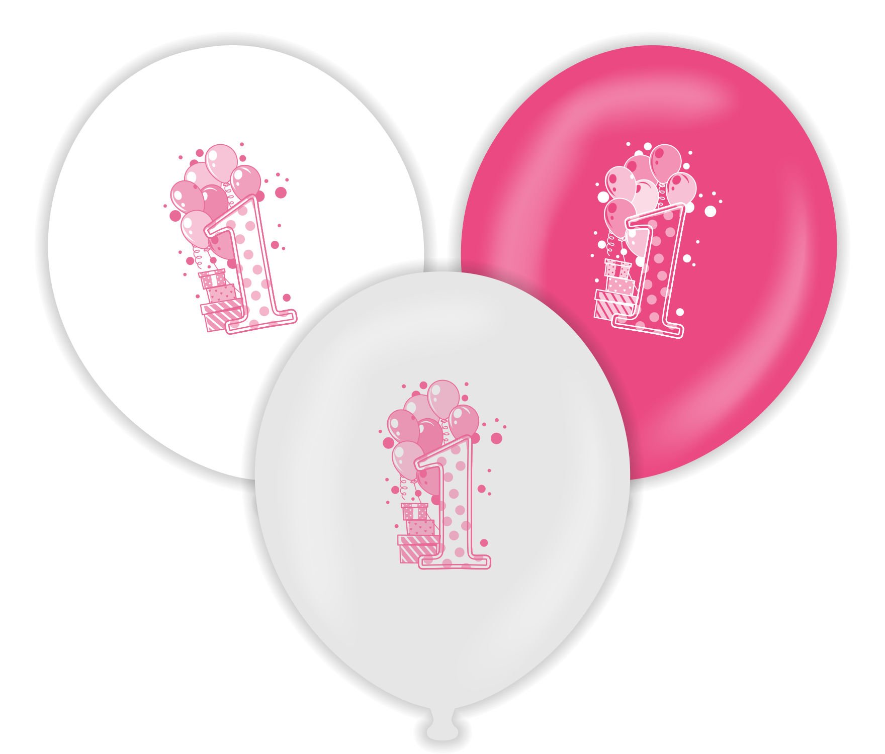 Kalisan 12'' 1 Yaş Pembe Baskılı Balon 25'li