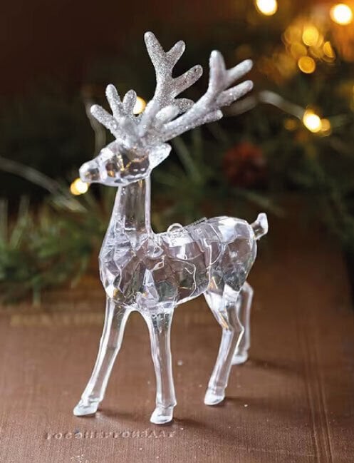 Yılbaşı Süsleme Şeffaf Simli Geyik 15 Cm