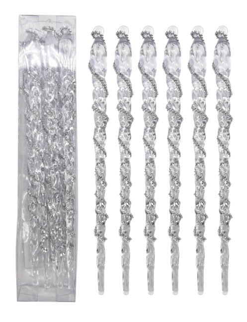 Yılbaşı Gümüş Detaylı Buz Sarkıt 22 Cm 4690