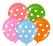 Kalisan 12'' Karışık Beyaz Puantiyeli Baskılı Balon 25'li
