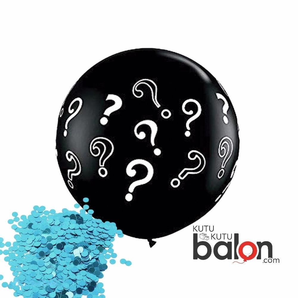 Cinsiyet Belirleme Soru İşaretli Mavi 45 cm