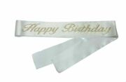 Happy Birthday Beyaz Gold Taşlı Kuşak