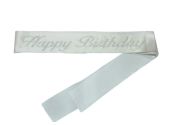 Happy Birthday Beyaz Gümüş Taşlı Kuşak