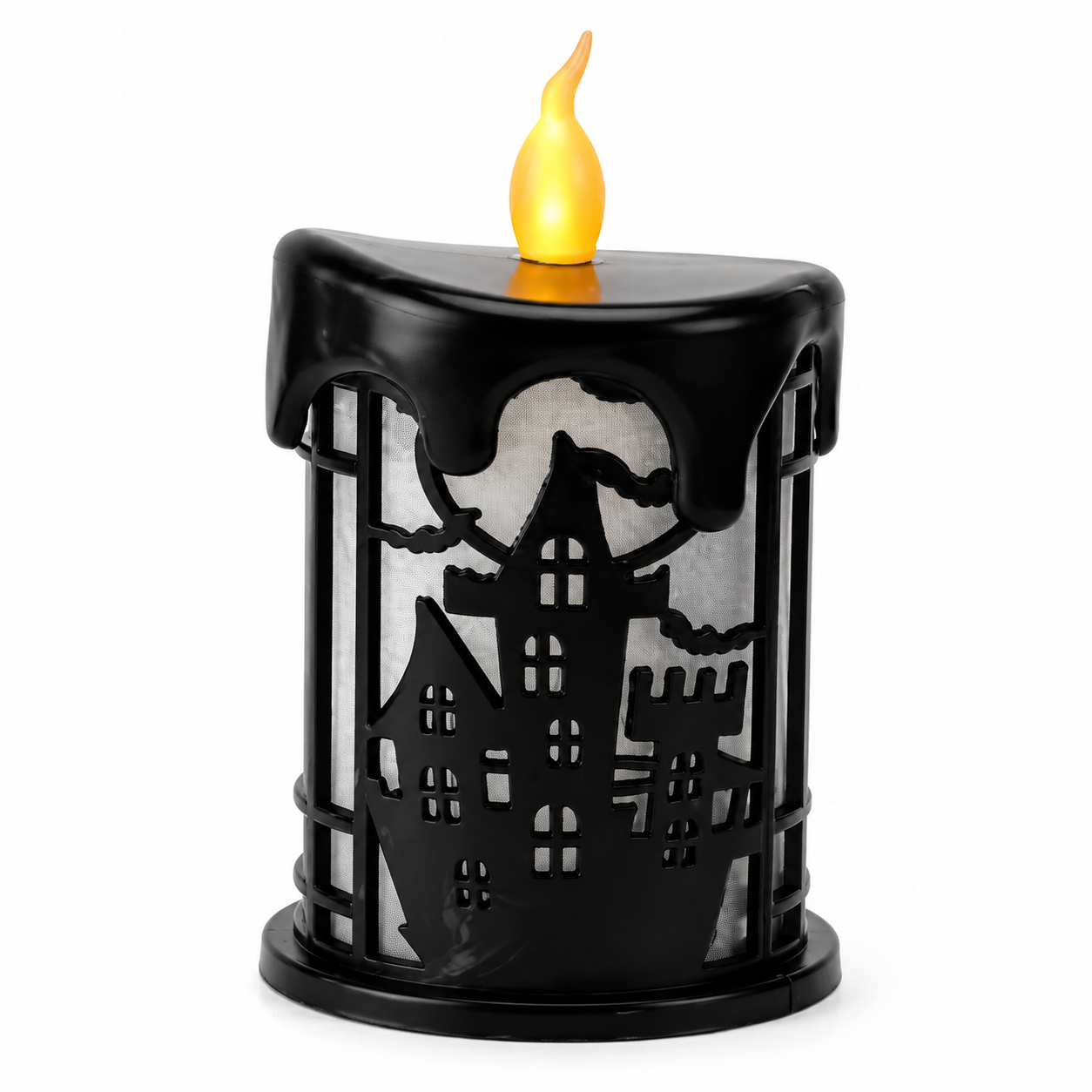 HALLOWEEN LEDLİ IŞIK SİLİNDİR 10 CM SİYAH