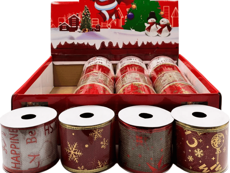 Yılbaşı Kurdele Jüt Model Baskılı 6 Cm 270 Cm 1 Adet