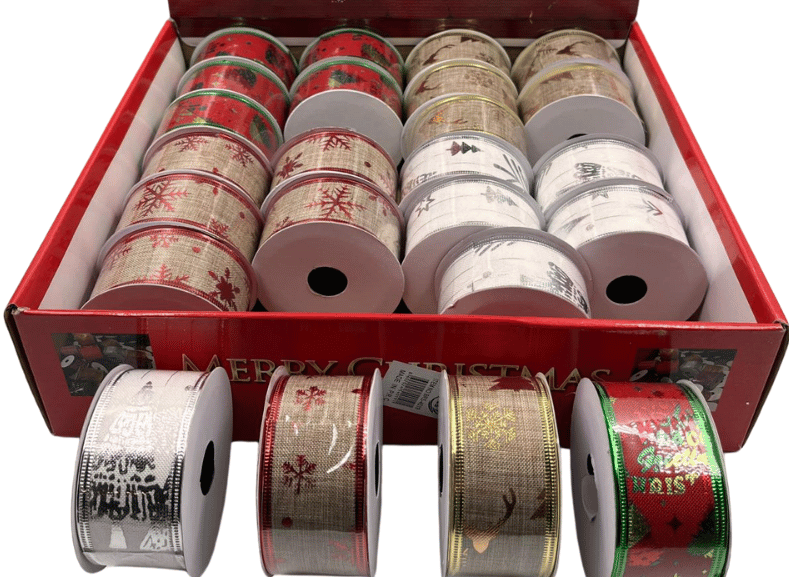 Yılbaşı Kurdele Jüt Model Baskılı 4 Cm 270 Cm 1 Adet