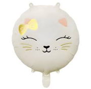 Yuvarlak Retro Beyaz KEdi Folyo Balon 18'' 8668