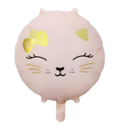 Yuvarlak Retro Pembe Kedi Folyo Balon 18'' 8675