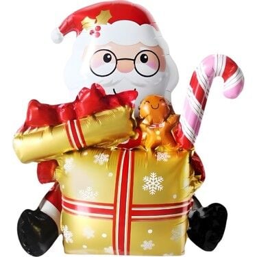 Oturan Gold Hediye Kutulu Noel Baba 102*63 Cm 9832