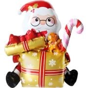 Oturan Gold Hediye Kutulu Noel Baba 102*63 Cm 9832