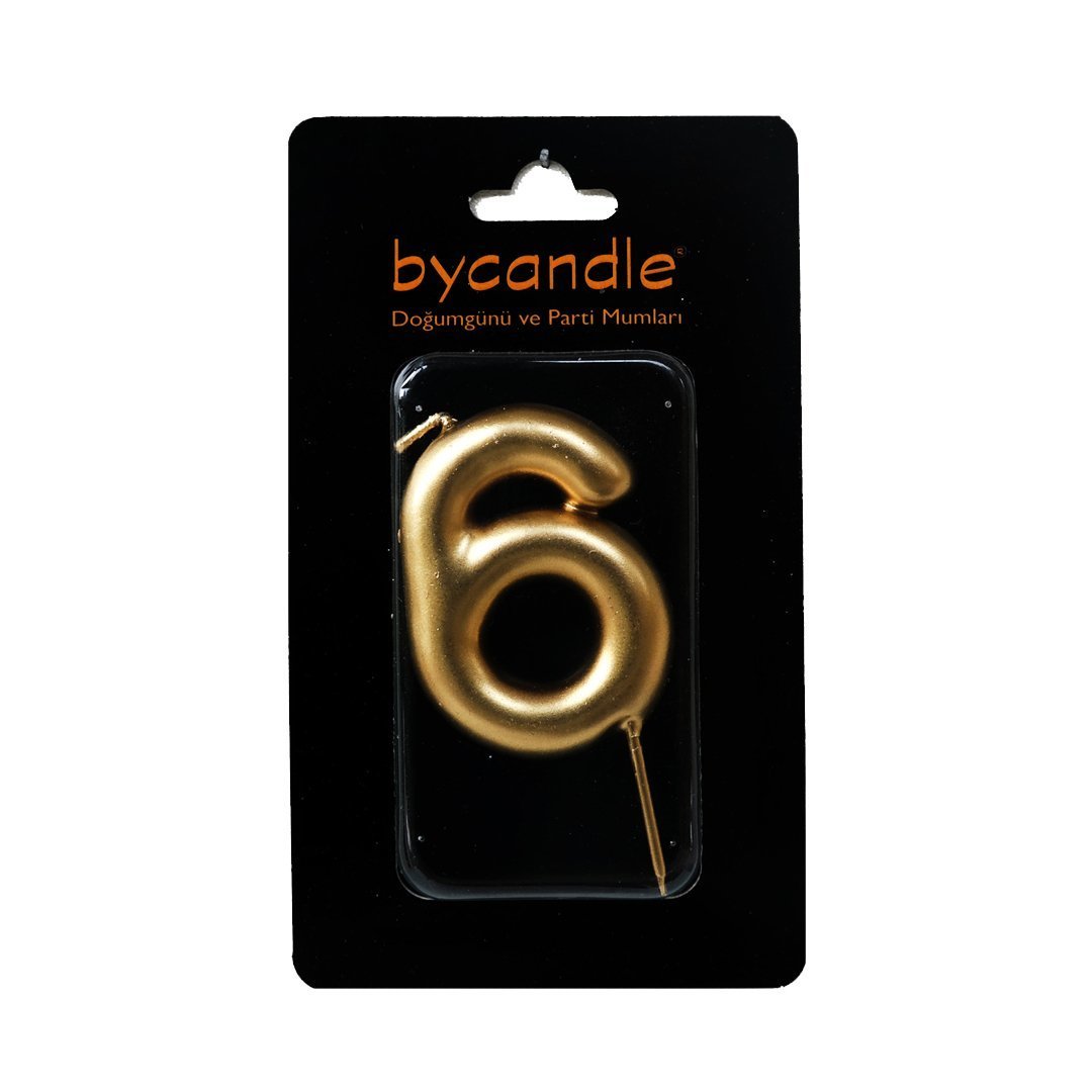 6 Yaş Rakam Mum Gold