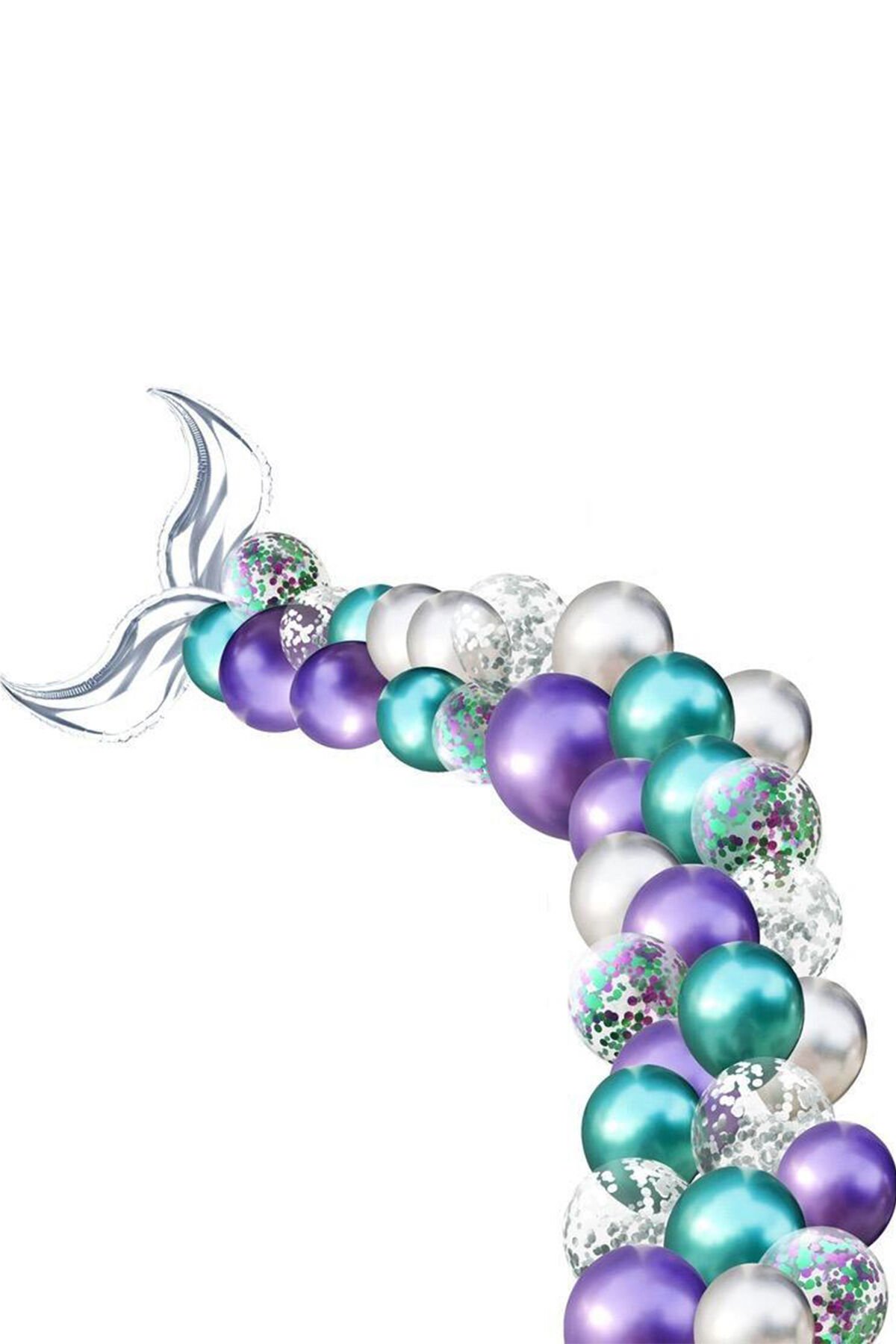 Deniz Kızı Kuyruğu 2 li Gümüş Folyo Balon 18 Inch