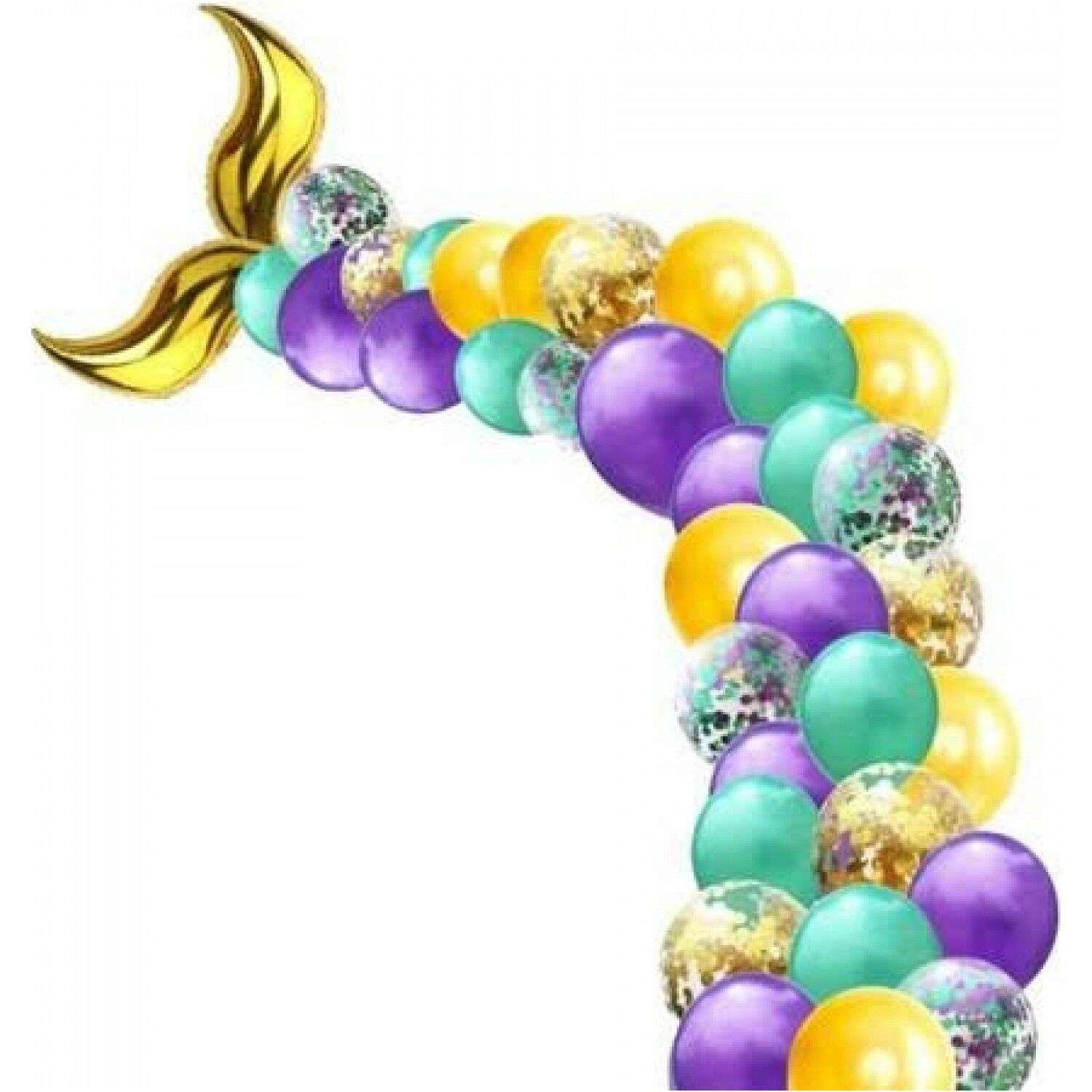 Deniz Kızı Kuyruğu 2 li Gold Folyo Balon 18 Inch