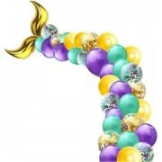 Deniz Kızı Kuyruğu 2 li Gold Folyo Balon 18 Inch