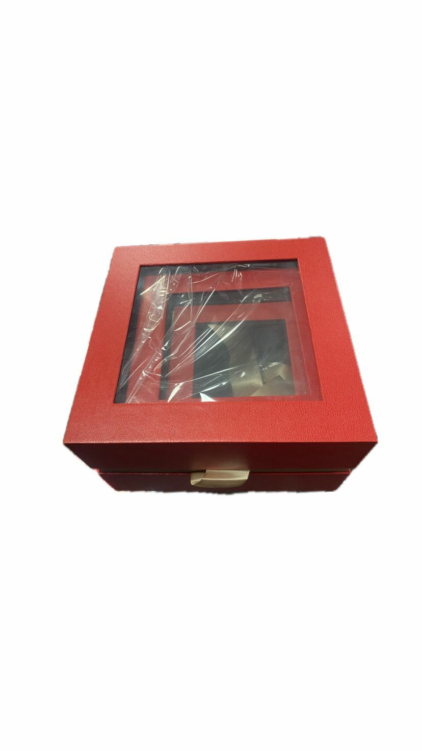 Pencereli 3'lü Kırmızı Kare Kutu 3757