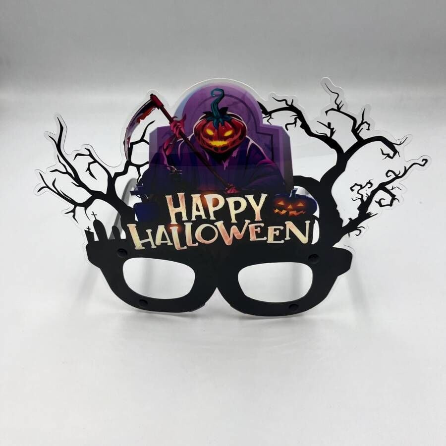 Halloween PVC Kaplı Gözlük Mor Bal Kabaklı Model
