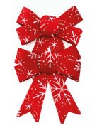 Yılbaşı Fiyonk Kadife Simli Baskılı 18 Cm Kırmızı 2 Parça 4047