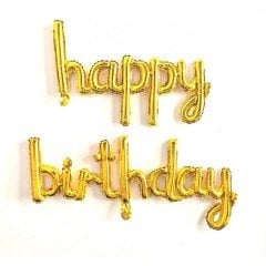 Happy Birthday Gold İmza Folyo Balon Happy:34*60 Birthday:38*80